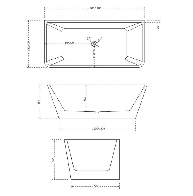 Victoria Back to Wall Free Standing Bath Perth Trade Direct