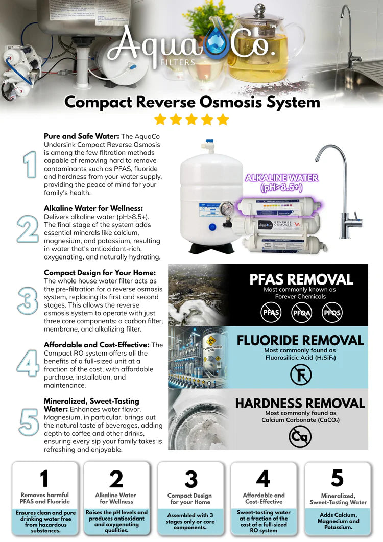 AquaCo Premium PFAS Whole House Water Filter System W/ ROCOMP Reverse Osmosis