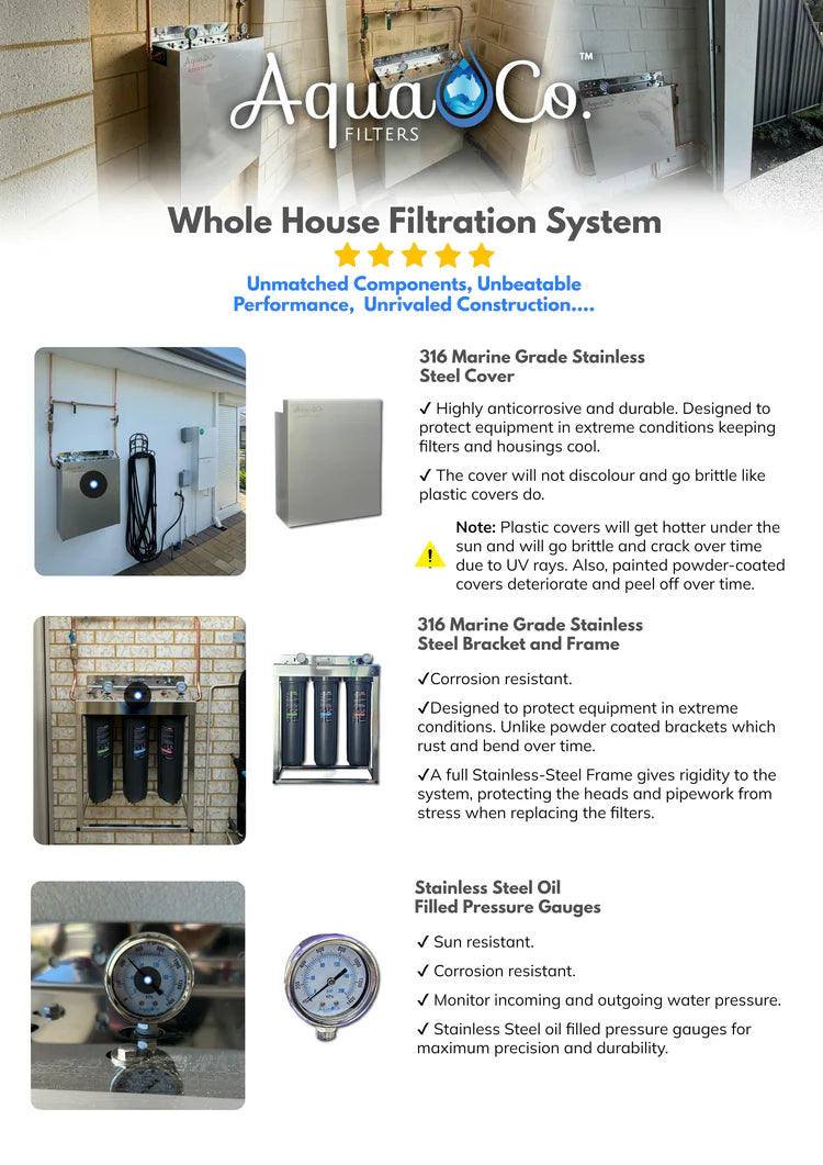 AquaCo Premium PFAS Whole House Water Filter System W/ ROCOMP Reverse Osmosis