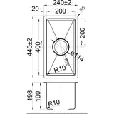 Square Undermount Sink 200 x 400