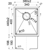 Square Undermount Sink 340 x 400