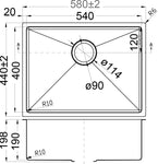 Square Undermount Sink 540 x 400