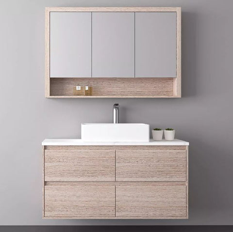 Kali Light Oak Wall Hung Vanity 1200mm