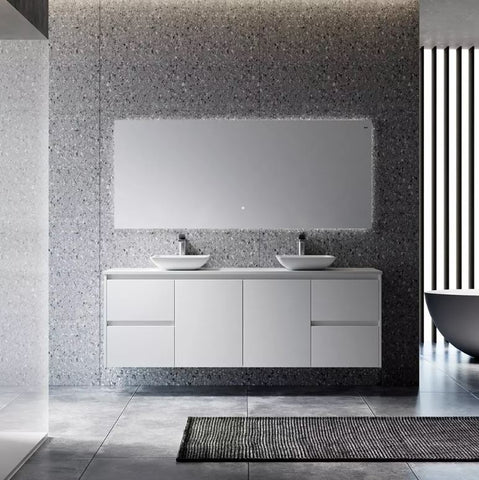 Maya Gloss White Wall Hung Vanity 1800mm Double Basin